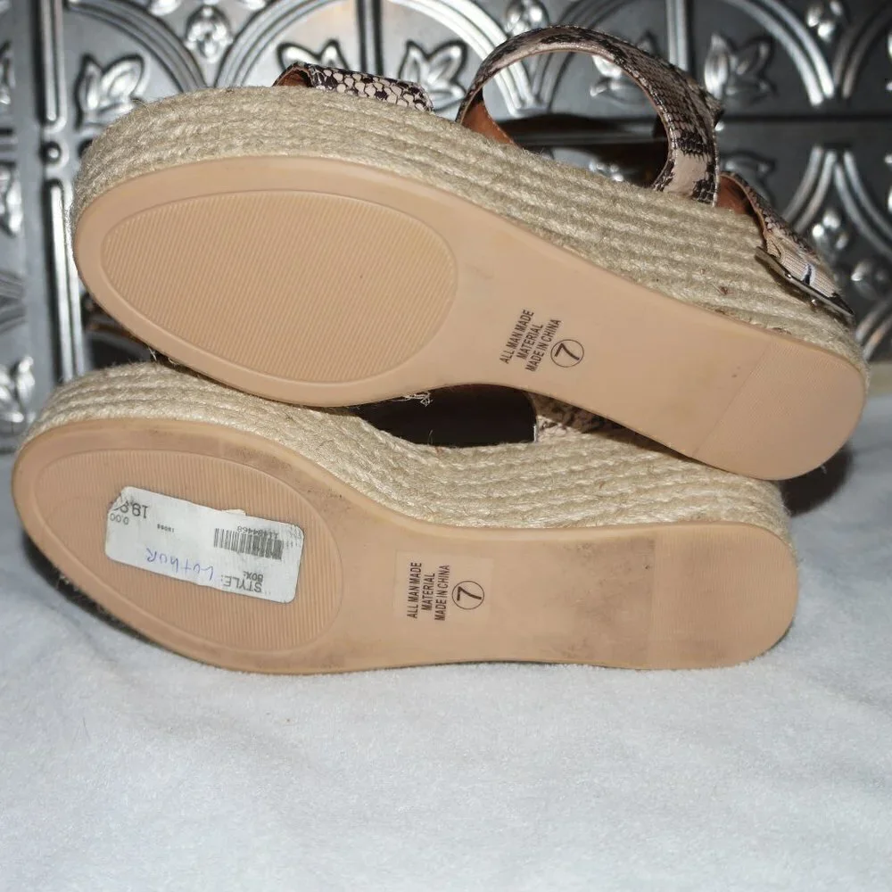 Cityclassified Size 7 Snake Print Espadrille Platform Sandals Wedges